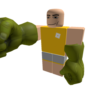 roblox guy with green punches he have a yellow shirt hmm... shorts and don't have a nose.